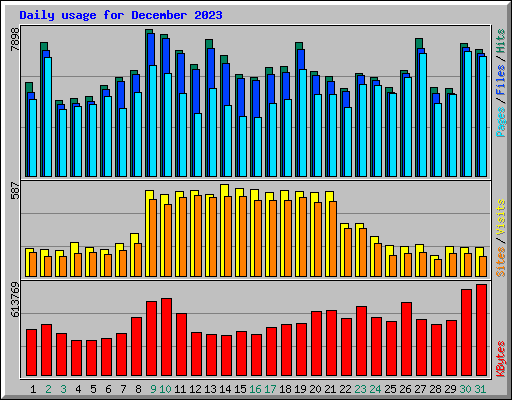 Daily usage for December 2023