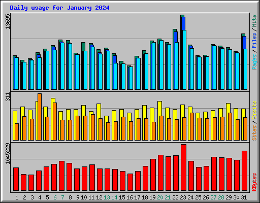 Daily usage for January 2024